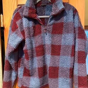Eddie Bauer Plaid Sherpa Pullover